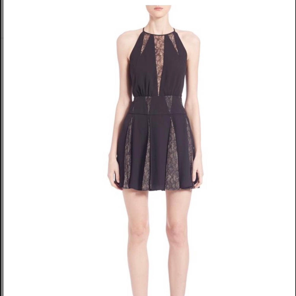 BCBGMAXAZRIA Black Lace Inset Cocktail Dress